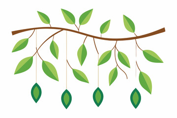 branch with  leaves vector illustration on a white background