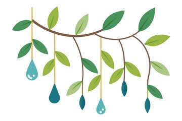 branch with  leaves vector illustration on a white background