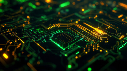 Obraz premium Abstract Glowing Circuit Board Technology Background