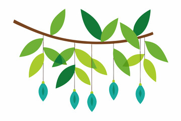 branch with  leaves vector illustration on a white background