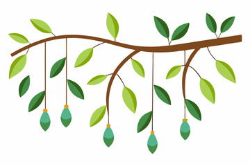 branch with green leaves vector illustration