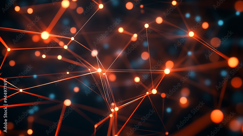 Poster abstract network of glowing lines and points
