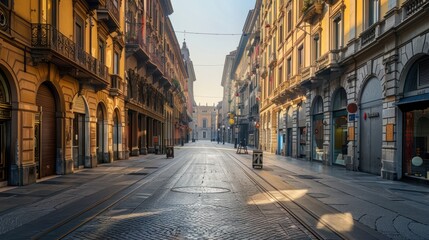 Fototapeta premium Empty Street in Milan, Italy