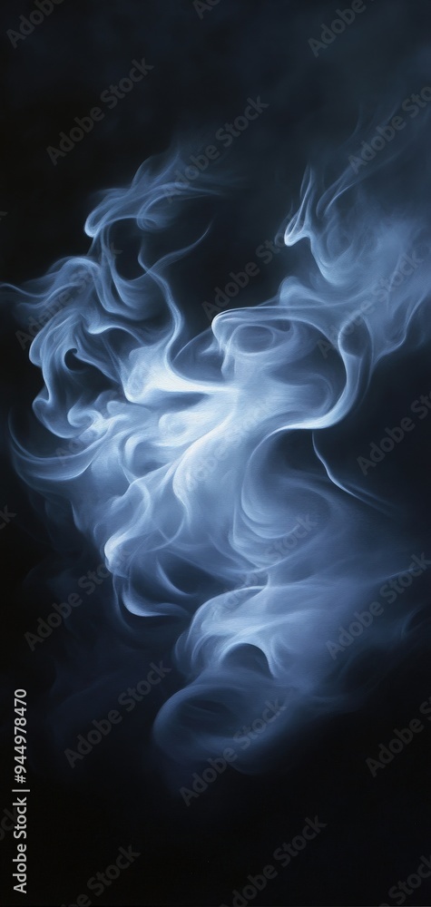 Poster elegant swirling smoke on a dark background, creating a mysterious and atmospheric visual effect for