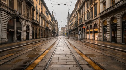 Obraz premium Empty Street in Milan, Italy