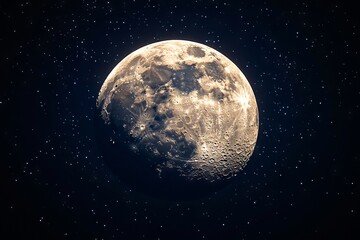 Fototapeta premium A full moon in the night sky with stars in the background