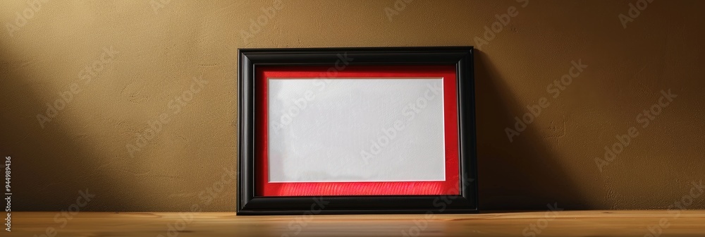 Aufkleber empty diploma or certificate frame displayed on a tabletop.