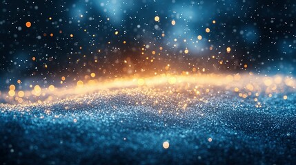 Sparkling Glitter with Golden and Blue Bokeh