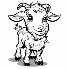 cartoon of a Goat children coloring book page