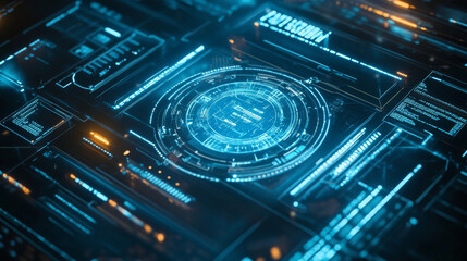 Obraz premium Abstract Futuristic Technology Background with Glowing Lines