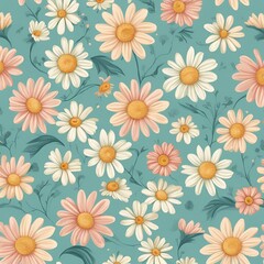 Fototapeta premium flora pattern, daisy flower pattern