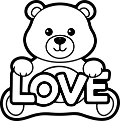 Teddy Bear with Love Text Illustration
