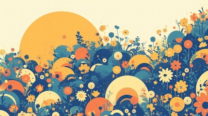 Fototapeta premium Summer Floral Field with a Sun-Kissed Sky