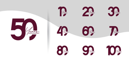 anniversary logo style set with brown color can be use for celebration moment