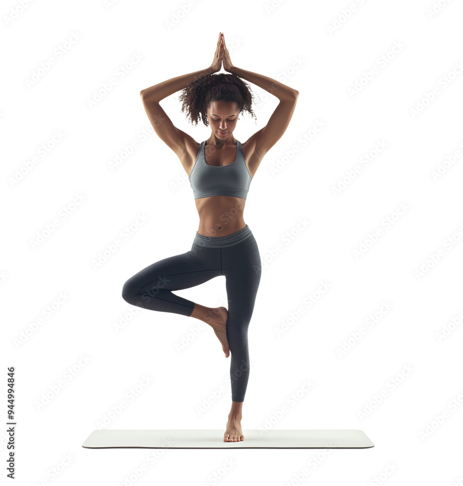 Wall mural the young girl doing yoga isolated