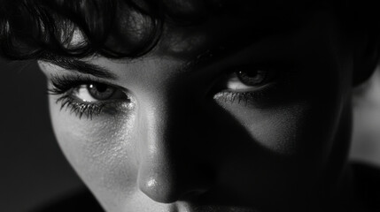 Fototapeta premium Dramatic close-up in British New Wave style, capturing the essence of personal struggles