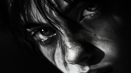 Fototapeta premium Dramatic close-up in British New Wave style, capturing the essence of personal struggles