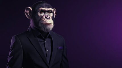 Obraz premium Chimpanzee in Suit Business Formal Success Confidence Animal