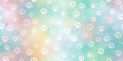 Fototapeta premium Soft pastel background with cute paw prints, perfect for a whimsical and adorable design