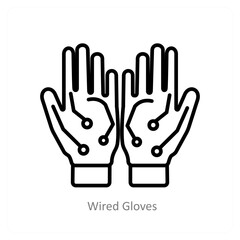 Wired Gloves and technology icon concept