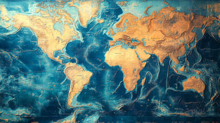 Fototapeta premium Global Maritime Navigation: Nautical Map with Highlighted Shipping Routes