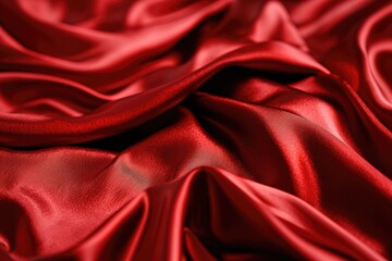 Obraz premium Passionate Red Satin Luxury Fabric Background with Romantic Folds and Waves