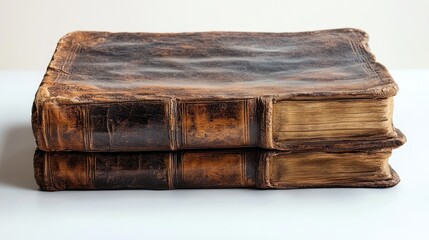Old leather bound holy bible with cross embossed showing faith and religion