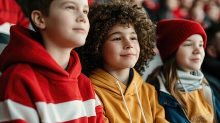 Happy Family Wearing Sports themed Outfits Cheering on Their Favorite Team at a Lively Outdoor Stadium Event
