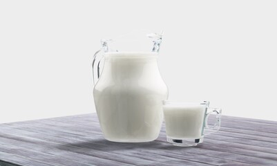 Glass of tasty fresh milk on desk