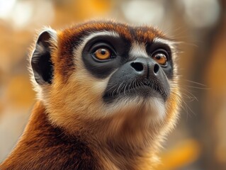 Fototapeta premium Talapoin, Miopithecus, Gabon Talapoin, Close Up in Tropical Forest Habitat