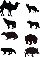 Black Walking Camel Silhouettes vector