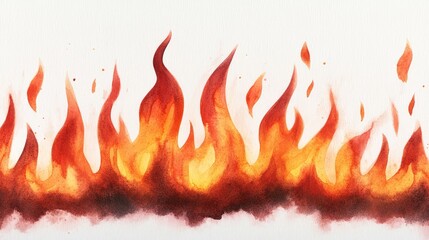 Watercolor Fire Flame Border Illustration