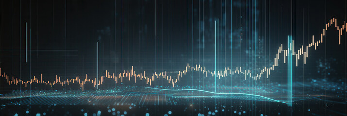 generated illustration of Financial chart with up trend line graph. Wealth management with risk diversification
