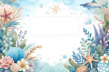sea wedding invitation, , place for text, white background, empty background
