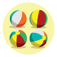 Beach Ball Colorful Set Vector