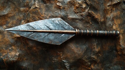 Ancient Spearhead on Rough Stone