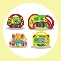 Baby Toddler Interactive Toy with Various Animal Shape Colorful Vector