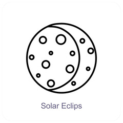 Solar Eclipse and quarter icon concept