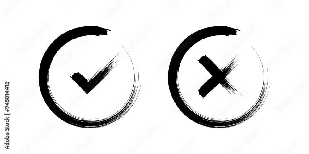 Poster set of check mark icons. tick and x mark sign. and web design. vector illustration on white backgrou