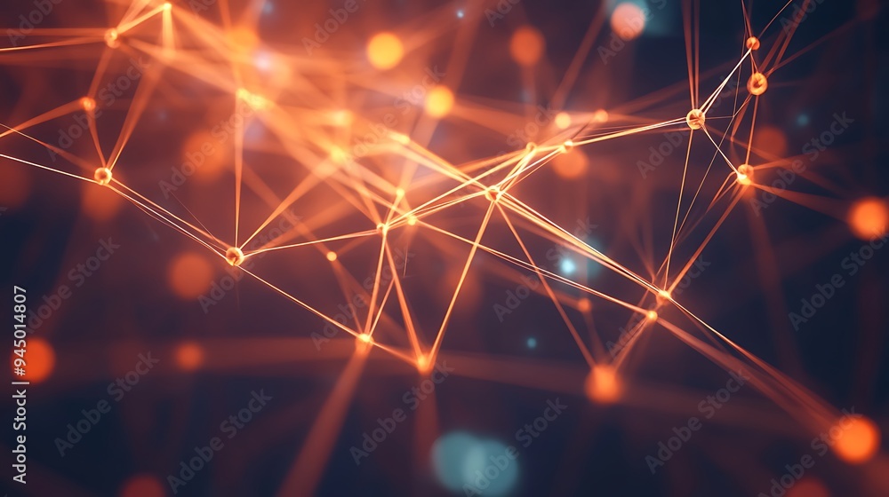 Aufkleber abstract network of connected glowing points