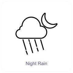 Night Rain and weather icon concept