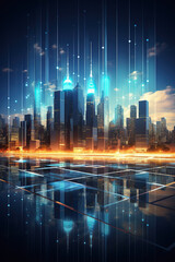 generated illustration of concept of future digital city