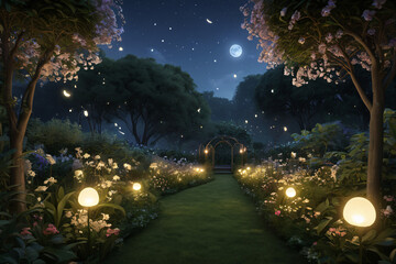 the garden in the night