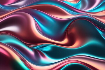 Obraz premium Modern 3D Fluid Shapes with Shimmering Gradient Colors and Creative Wave Patterns