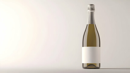 A sleek, minimalistic bottle of champagne with a blank label mockup