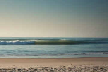 Ethereal Beach Scene with Serene Waves and Gentle Shoreline Tones