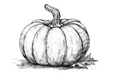 hand drawing thanksgiving pumpkin ink sketch. Engraving style vector illustration