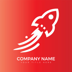 Modern rocket logo design suitable for technology companies