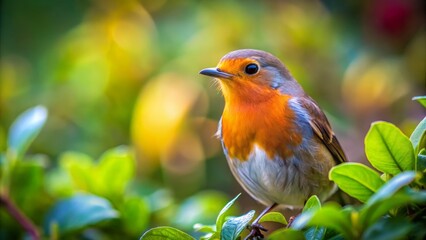 Fototapeta premium A well-focused image captures the bird's crisp form, contrasted against the soft, fuzzy background of foliage, drawing the viewer's attention.