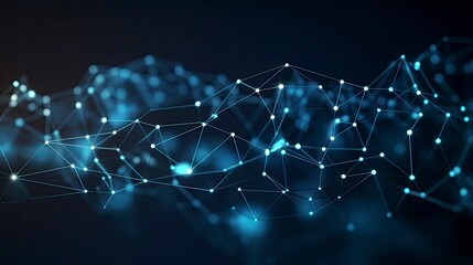 Polygonal science background with connecting dots and lines. Digital data visualization.